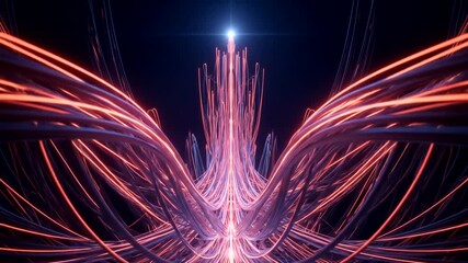 Wall Mural - Abstract digital art depicting vibrant flowing lines converging at a bright core