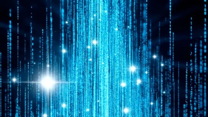 Wall Mural - Abstract digital background with glowing blue lines and particles