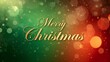 © Raj - Merry christmas golden typography on green and red bokeh background symbolizing holiday celebration and festive greeting card