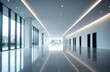 © starush - A spacious modern lobby with large glass windows and sleek lighting design