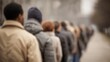 © vlntn - Blurred Line of People Waiting Outdoors
