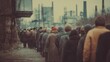 © vlntn - Long Winter Queue Outside Industrial Factory