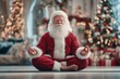 © Michael - Santa claus finding peace and inner balance, practicing yoga in a festive setting
