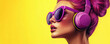 © Natalia Klenova - Stylish woman with purple hair wearing matching headphones