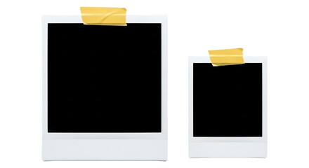 Two blank instant photo frames isolated on transparent background, perfect for displaying memories and creative projects