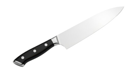Chef's knife with black handle isolated PNG with Transparent Background