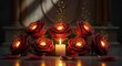 © MSTRAHIMA - Candle surrounded by roses creates a magical and enchanting atmosphere