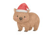 © Lazy - Christmas Australia Animal PNG Cheerful Christmas Wombat in a Santa Hat Illustration Design