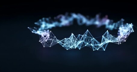 Wall Mural - Abstract digital wave pattern with glowing lines in dark background