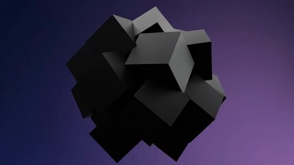 Wall Mural - Slow Rotation of Abstract 3D Cubes Seamlessly Looping Geometric Pattern slow rotation of abstract 3d cubes, screensaver, smooth