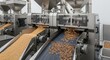 © DigitalSpace - Medium shot of industrial nut shelling machine separating shells from kernels in a clean processing facility.