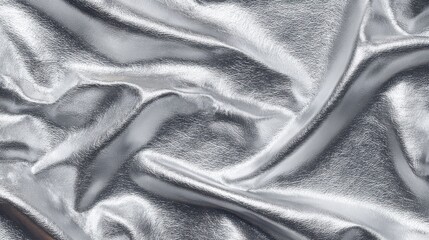 Wall Mural - Shimmering Silver Leaf Texture with Delicate Wrinkles and Smooth Surface