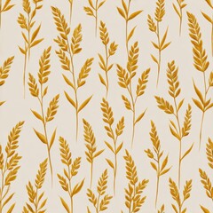 Wall Mural - Autumn Leaves Pattern on Soft Beige Background for Minimalist Design