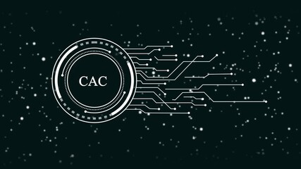 Wall Mural - Futuristic H U D Circle With C A C Text And Digital Network Lines On Dark Starry Background Technology Concept