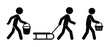 © north100 - An icon of a man carrying a basket, carrying a bucket, and rolling a sled
