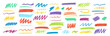 © Виталий Опришко - Brush and marker stroke set, underline and doodle lines with scribbles, crayons and chalk texture elements for graphic design on transparent background.