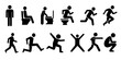 © PrimePixels - Fitness and Activity Silhouette Icons – Running, Squatting, Jumping, Exercise Pictograms