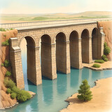 bridge over the river old Roman mast aqueduct