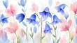 © Songsak - adorable watercolor bluebells flowers, pastel tones, white background