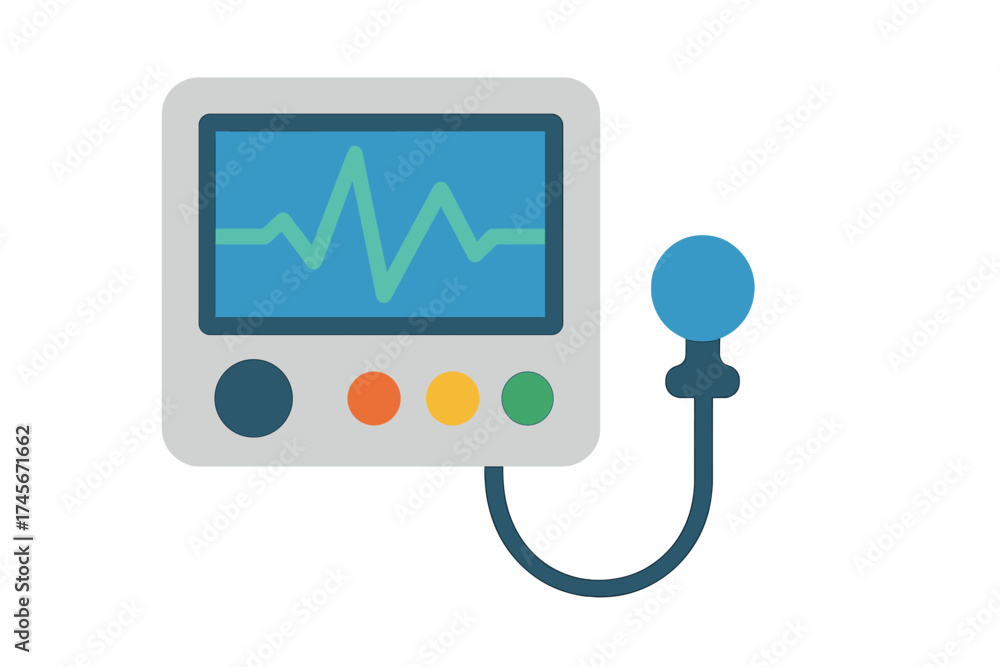 ECG machine flat icon. Medical healthcare vector illustration. Heart ...