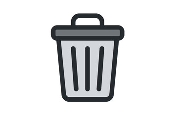 Wall Mural - Trash icon symbol of delete remove button with modern filled line style for web design app UI isolated on white background vector illustration