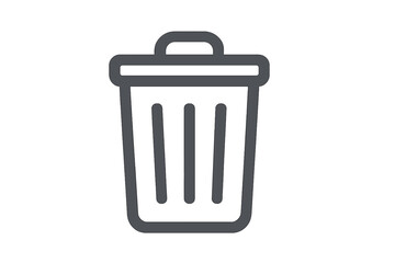 Wall Mural - Trash bin icon symbol representing delete, remove, and discard actions with modern filled line style for web, app UI, logo design, isolated on white background.