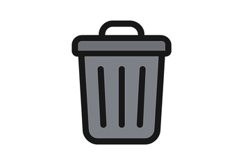 Wall Mural - Trash bin icon, delete symbol, remove action, modern filled line style, vector illustration for web design, app UI, logo isolated on white background, digital waste management symbol