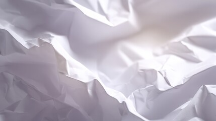Wall Mural - Crumpled Clean White Paper Sheet with Soft Light Texture Detail