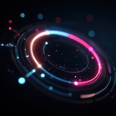 Wall Mural - Clean Futuristic Circular HUD Element with Vibrant Light Effects