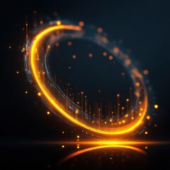 Wall Mural - Futuristic Circular Element with Glowing Lines and Data Visualization