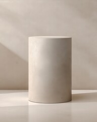 Wall Mural - Empty Cylindrical Stone Pedestal in Soft Natural Light Setting