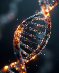 Wall Mural - Abstract Stylized Representation of DNA Double Helix with Light Effects