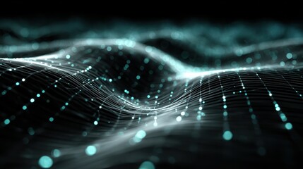 Wall Mural - Abstract Grid of Glowing Pulsing Lines in a Dynamic Wave Pattern