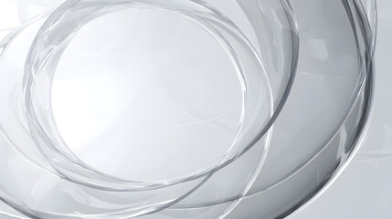 Wall Mural - An abstract composition featuring transparent glass-like rings creating a luminous effect, set against a soft, light background.