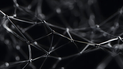 Wall Mural - Abstract close-up of interconnected metal rods on a dark background, creating a sense of complexity and depth.