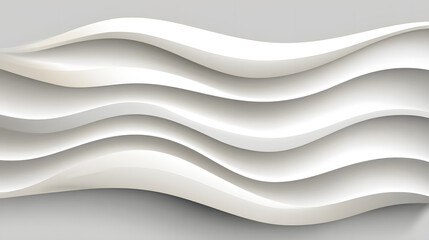 Wall Mural - Abstract wave design featuring smooth, flowing white curves against a light background.