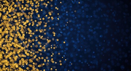 Abstract background of golden and blue bokeh lights