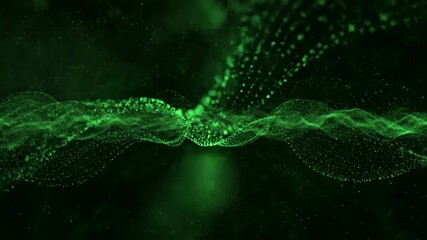 Wall Mural - Seamlessly Looping Video of Glowing Green Energy Particles Flowing and Merging in Abstract Space background, flowing and merging, glowing green energy particles