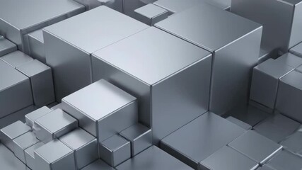 Wall Mural - Seamlessly looping animated background shows three-dimensional geometric cubes interlocking and expanding in a structured yet dynamic composition loop, interlocking expanding, corporate