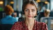 © Johannes - call center agent with headset working on support hotline in modern office with copy space portrait of mature positive agent in conversation with customer over headset looking at camera no logos no b