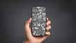 © Johannes - hand holding smartphone with hand drawn media icons and symbols concept no logos no brands ar 169