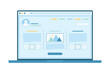 © Flash Vector - Dashboard design, mobile wireframe development vector illustration. Cartoon isolated responsive website prototype on laptop desktop, programming interface with layout of images and digital content