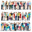 © Baizid - people, group, figures, colorful, silhouettes, men, women, children, families, standing, together, collection, illustration, vector, white background, social, community, gathering, individuals, multip