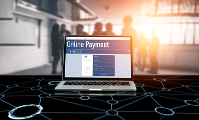 Wall Mural - Online payment platform for modish money transfer on the internet netowrk