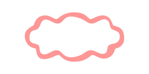 Wall Mural - Groovy wavy retro outline bubble frame with soft color border and curved line shape. Playful y2k style with modern label form. Creative abstract background as trendy graphic accent.