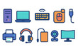 © BlaBla Car - Office equipment flat icon set. essential technology tools for work and productivity.