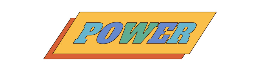 Wall Mural - Groovy y2k typography forms a colorful rectangle with a comic and pop style font. Funky retro graphic blends as unique groovy element, vibrant shape for bold backgrounds or modern poster layouts.