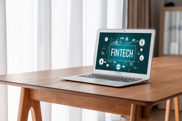 Wall Mural - Fintech financial technology software for modish business to analyze marketing strategy