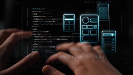 UI UX mockup showing application layout, structure, and code interface. UI design defines user flow, UI design improves clarity, UI design enhances experience, and UX design supports logic. Marrow