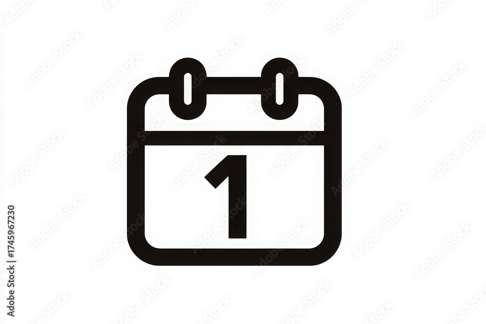 The design features a black calendar icon prominently showing the number one. It represents the first day of the month and has a clean, modern look suitable for digital use.
